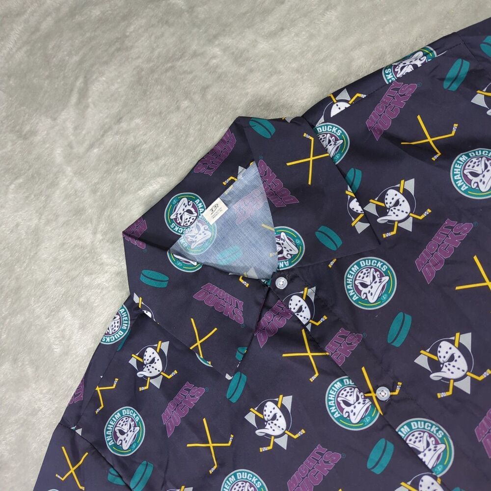 Anaheim Mighty Ducks Hawaiian Camp Shirt Mens XL Retro Throwback All Over Print